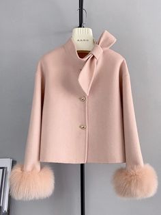 Fur Cuff Coat · Green and Serene Shawl Jacket Women, Winter Collection 2024 Women, Fashion Fall 2024 Trends, Short Coats For Women Classy, Feminine Winter Outfits Girly, Winter Collection For Women, Casual Coats For Women, Lady Coat, New Winter Collection