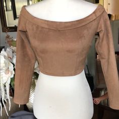 Sabo Cropped, Long Sleeve (20 Inches From Shoulder) Velvet Xs Fitted Brown Blouse For Winter, Fitted Brown Winter Blouse, Fitted Brown Crop Top For Spring, Fitted Brown Blouse For Night Out, Brown Cropped Party Top, Skirt Tops, Cropped Long Sleeve, Sabo Skirt, Cropped Top