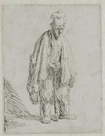 a drawing of a man standing in front of a hill with his back to the camera