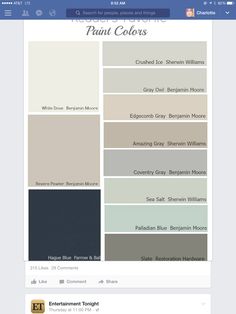 the facebook page for paint colors