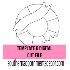 the logo for template and digital cut file, with pink ribbon in front of it