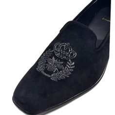 Men Black Velvet Loafers Slipon Shoes With Hand Embroidery Groom Shoes Vegan Shoes - Etsy Formal Embroidered Round Toe Loafers, Embroidered Flat Loafers For Formal Occasions, Elegant Embroidered Loafers With Round Toe, Elegant Embroidered Round Toe Loafers, Elegant Embroidered Flat Loafers, Embroidered Formal Closed Toe Loafers, Formal Embroidered Closed Toe Loafers, Black Embroidered Slip-on Loafers, Black Velvet Loafers