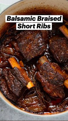 balsamic braised short ribs in a pot