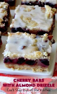 cherry bars with almond drizzle can't stay out of the kitchen