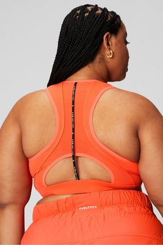 Belle Racerback High Impact Sports Bra Fabletics orange female Activewear >> Womens >> Sports Bras >> High Impact plus Running/Training Moisture-Wicking High-impact, racerback style. Orange Sleeveless Activewear For Gym, Orange Sleeveless Gym Activewear, Fitted Orange Gym Tops, Fitted Orange Top For Gym, Functional Orange Sports Bra For Training, Orange Activewear For Sports, Functional Breathable Orange Activewear, Functional Orange Breathable Activewear, Stretch Orange Tops For Sports