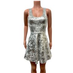 Silver Gilded Velvet A-line Mini Dress w/Pockets– Peridot Clothing #velvet #festivalclothing #raveoutfits #velvetdress #ravedress #festivaldress #burningman #edc Dress Festival Outfit, Holographic Dress, Rave Dress, Silver Dress, Festival Dress, Velvet Tops