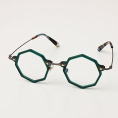 Hipster Octagonal Geometric Green Prescription Glasses Frames Online for Women/Men丨ELKLOOK Unique Eye Glasses Frames, Modern Green Sunglasses With Metal Frame, Modern Green Glass Sunglasses, Green Eye Glasses, Green Glasses Frames, Unique Glasses Frames, Cheap Eyeglasses, Eye Glass Frames, Glasses Frames Trendy