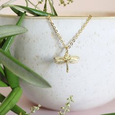 "Minimal and dainty gold dragonfly necklace made of matte finish gold plated dragonfly pendant with skinny gold plated brass chain. Sweet and soft. A perfect gift for birthday, anniversary, bridesmaids, graduation, friendship, sisters, and for you! All items are packed individually in a gift box :) ★ Chain length 14\" - 20\" ★ Pendant 5/8\" x 1/2\"  ★ Gold plated over brass  ★ Our production time is 1-4 business days ★ ★See more Nalydia jewelry  www.nalydia.etsy.com" Gold Dragonfly Necklace For Gift, Dragonfly Necklace, Dragonfly Pendant, Gift For Birthday, Brass Chain, Gifts Holiday, Box Chain, Bridesmaid Gift, Birthday Anniversary