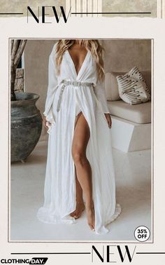 Solid Belted Cover Dress Silk Dress Beach, Old Couple Photography, White Beach Dress, Goddess Vibes, Lace Bridal Robe, White Silk Dress, Grecian Goddess, Surplice Dress, Dress Beach