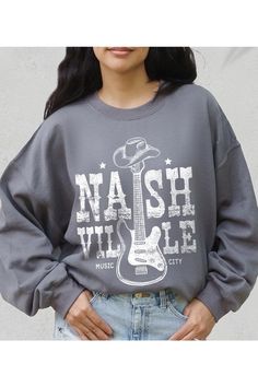 Nashville,Western,Guitar.Cowboy Hat,Music City UNISEX FLEECE SWEATSHIRT,GRAPHIC TEE,GRAPHIC TSHIRTS,TSHIRTS,TEESDTG printing High Quality Graphic Design.50%COTTON,50%POLYESTER Made In: Nicaragua Unisex Casual Fall Sweatshirt, Casual Fall Tops For Music Festival, Casual Tops For Fall Music Festival, Soft-washed Tops For Fall Concert, Casual Crew Neck Sweatshirt For Concert, Oversized Casual Sweatshirt For Concerts, Casual Letter Print Sweatshirt For Concert, Casual Cotton Sweatshirt For Concerts, Music-themed Long Sleeve Sweatshirt For Fall