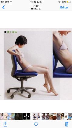 an image of a woman sitting on a chair with her leg up and legs down