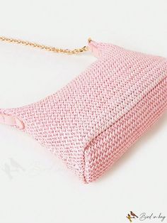 BirdinBag - Chic Pink Straw Bag - Medium Size with Zipper, Perfect for Vacations Chic Bags With Zipper Pouch For Errands, Chic Zipper Pouch Bag For Errands, Chic Rectangular Shoulder Bag With Zipper Pouch, Trendy Rectangular Shoulder Bag With Zipper Pouch, Trendy Square Bag With Zipper Pouch, Trendy Square Bags With Zipper Pouch, Chic Pink Shoulder Bag With Zipper Pouch, Trendy Square Shoulder Bag With Zipper Pouch, Summer Rectangular Shoulder Bag With Zipper Pouch