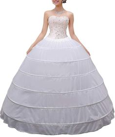 PRICES MAY VARY. ✿WHITE PETTICOAT SHAPE--6 hoop Skirt for women has a Single Layer,with 6 Strong Hoops, Which make your Ball Gown Wedding Dress more Fluffy and in Good Full Shape. With the petticoat skirt for women under dress. You will be the most Dazzling person in the crowd, get the more Praise. ✿CRINOLINW UNDERSKIRT PETTICOAT SIZE--This Plus Size Hoop skirt Elastic Waist is Adjustable, its Stretch range is 29-47.2 inches(66-120cm), suitable for US size 2 to 16 ball gown dress.The bottom of H Bridal Dresses Ball Gown, Ball Gown White, Wedding Bridal Dress, White Long Skirt, Dress Ball Gown, Hoop Skirt, Under Dress, Gown Wedding, White Bridal