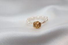 Dainty Rose Ring 14k Gold Filled Ring With Crystal Rice | Etsy Handmade Gold Minimalist Pearl Ring, Handmade Minimalist Gold Pearl Ring, Handmade 14k Gold Pearl Ring, Dainty Rose Gold Pearl Ring Gift, Gold Wire Wrapped Pearl Ring Gift, Handmade 14k Gold Pearl Ring Gift, Rose Gold Wire Wrapped Rings For Wedding, Delicate Rose Gold Pearl Ring Gift, Elegant Wire Wrapped Ring As Gift