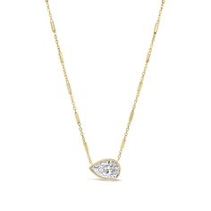 Who doesn’t love a pear? (A pear-shaped diamond, that is). At a stunning 1.06cts, this pendant is the only piece you’ll need to make an elegant statement. - 1.06cts, I color & I2 in clarity Available in white, yellow or rose gold. This necklace can be made with customer stone. Please allow 2-3 weeks for delivery if item is not in stock. Item No. 210000008172