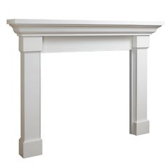 a white fireplace mantel on a white background