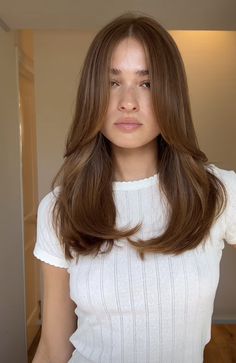 Long But Short Hair, Face Framing Fine Hair, Medium Length Hair Face Framing, Long Layers Curtain Bangs Face Framing, Hair Long Layers Face Framing, Long Haircut No Layers, Modern Layered Haircuts, Brown Hair Long Layers, European Haircut