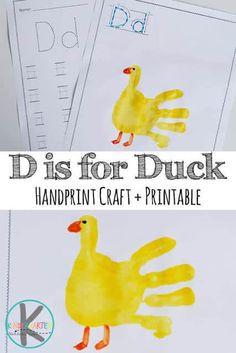 this is an image of a duck handprint craft and printable