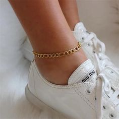 Elevate your look at the beach or pool this summer with out dainty figaro style anklet. Perfect for stacking or wearing alone. The anklet is made of stainless steel material, so waterproof. Gold: 18k gold platingMaterial: Stainless steelLength: 20cm +5cm Waterproof jewelry Hypoallergenic Tarnish Free Glazd Pouch with every order Free US shipping Easy Exchange & Return policy PRODUCT INFOOur jewelry is made of stainless steel material. For the gold pieces, we added an 18K PVD gold plating. This m Gold Metal Anklets For Summer, Casual Metal Anklets For Summer, Adjustable Chain Bracelet For Summer, Gold Chain Bracelet As Summer Gift, Gold Bracelet With Delicate Chain For Summer, Gold Delicate Chain Bracelet For Summer, Gold Casual Anklets For The Beach, Adjustable Summer Chain Bracelet, Delicate Gold Chain Bracelet For Summer