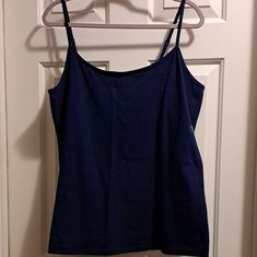 Color Is Navy Blue. Adjustable Spaghetti Straps. 95% Cotton/ 5% Spandex. Nwot, Still Has Size Sticker. Measurements Upon Request. Thank You For Looking! Blue Stretch Camisole With Spaghetti Straps, Stretch Blue Camisole For Loungewear, Blue Stretch Camisole For Loungewear, Blue Stretch Camisole With Adjustable Straps, Blue Cotton Top With Adjustable Straps, Blue Stretch Camisole Top, Blue Stretch Camisole, Stretch Cotton Blue Camisole, Blue Stretch Cotton Camisole