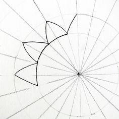 an abstract drawing of a sunflower on a white background with lines in the center