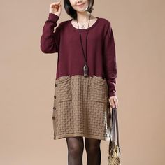 New pattern knit burgundy sweaters oversize dresses - Omychic North West Outfits, Ladies Cardigan Knitting Patterns, Ladies Knitting Patterns, Long Skirt Casual, Pull Oversize, Sweater Tops, Fashion Gowns, Sweater Oversize, Stylish Pants