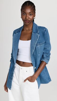 Denim And Blazer Outfit, Denim 2023, Blazers Outfits, Denim Outfits, Winter Fits