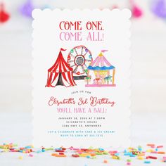 a circus themed birthday party with confetti and sprinkles