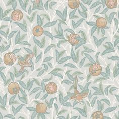 a wallpaper with flowers and leaves on it