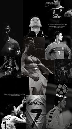 black and white collage of soccer players