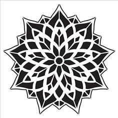 an intricate black and white flower design