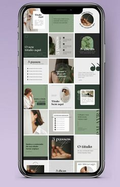 an iphone screen showing the design and layout for a hair salon, with multiple images on it