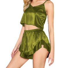 #ad Top Seller for Satin Sleepwear Adult Wear Olive Green Nightwear Sexy Top + Pajama set S100, Fashion sexy clothing Nighty For Honeymoon, Satin Sleepwear, Belly Dancing, Pretty Prom Dresses, Top Seller, Bulk Order, Fashion Classy, Nightwear