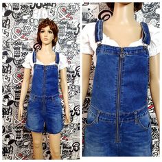 "Denim Overall vintage womens overall shorts Denim jumpsuit jean overalls Retro overalls Bib Overall M shortalls Bib Dungarees grunge overalls jean rompers 75 % cotton height of the woman in the photo - 180 cm Please refer to photos for details of condition. Condition: very good vintage Measurements: Inseam: 11 cm/4,33\" Length: 81 cm/31.9\" Hips- 95 cm/37.4 \" Waist 78 cm/30.7\" Tag Size: 42 M note The color on the pictures may vary due to monitor settings and light reflections. Ready to ship P Womens Overall Shorts, Overalls Women Shorts, Overall Women, Retro Overalls, Jumpsuit Jean, Floral Denim Pants, Jean Romper, Brown Leather Coat, Mens Leather Clothing