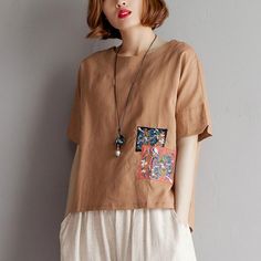 (1) vintage pure cotton linen blouse plus size clothing Embroidery High-lo – SooLinen Clothing Embroidery, Flattering Outfits, Blouse Plus Size, Brown Blouse, Linen Tank, Linen Shirt Dress, Linen Blouse, Plus Size Kleidung, Western Dresses