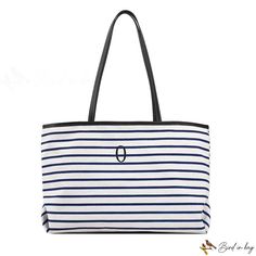 Bird in Bag - Large-capacity handbag female new casual color-collision striped shoulder tote bag Travel Shoulder Bag With Striped Lining, Travel Tote Shoulder Bag With Striped Lining, Chic Travel Bag With Striped Lining, Travel Bags With Striped Lining, Chic Striped Tote Bag, Chic Shoulder Bag With Striped Lining For Everyday, Chic Shoulder Bag With Striped Lining, Large Capacity Striped Shoulder Bag For Shopping, Striped Travel Tote Shoulder Bag