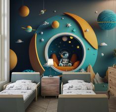 Planet and Astronaut Wallpaper for Kids and Nursery Room, 3D Space Landscape Wallpaper Art, Peel Stick Non Woven and Vinyl Galaxy Wall Mural - Etsy Space Landscape Wallpaper, Toddler Space Room, Galaxy Wall Mural, Boys Space Room, Outer Space Bedroom, Space Kids Room, Space Landscape, Outer Space Nursery