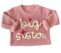 This Big Sister sweater is almost too cute to handle! It makes the perfect addition to family photos or to help announce a new baby sibling! Wherever your little one decides to wear this sweater, she'll definitely be showing how proud she is to be a Big Sister! Too Cute To Handle, New Sibling, Sibling Gifts, Cozy Knit Sweater, Big Sis, Mens Long Sleeve Tee, Chunky Sweater, Big Sister, Too Cute