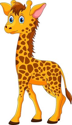 a cartoon giraffe with big blue eyes