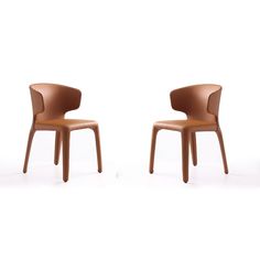 two brown chairs sitting next to each other