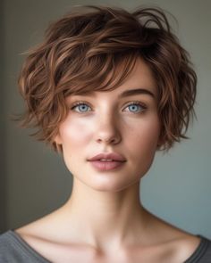 24 Short Textured Haircuts for a Modern Makeover - Fab Mood | Wedding Color, Haircuts & Hairstyles | Nails | Colours Short Fine Wavy Haircuts, Stacked Bob With Bangs, Multi Tone Hair, Multi Tone Hair Color, Haircut Ideas Brown Hair, Bixie Haircut, Cortes Bob