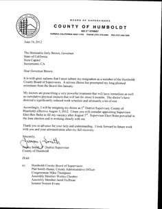 an official letter from the county of hummoldt