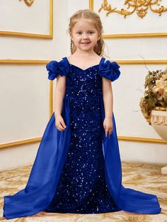 Royal Blue Party, Blue Party, Mermaid Evening Dresses, Mom Daughter, Girls Clothing, Summer Fall, Autumn Summer, Kids Dress, Evening Dress