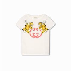 Questions? Leave A Comment Below! Gucci Shirts, Gucci T Shirt, Tiger Print, Girls Shopping, Girls Tshirts, Tigers, Kids Shirts, White Cotton, For Girls