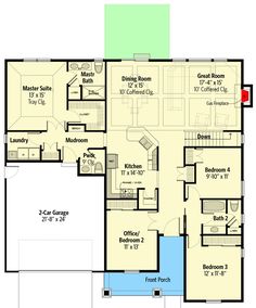 the first floor plan for this house shows the living area and dining room, as well as