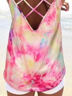 📦FREE Shipping on orders over $80 Gender: Women Type: Tops Feature: V Neck,Tie-dye, Sleeveless Material: Polyester Fiber Style: Casual Color: Pink, Blue, Sunflower Size: S,M,L,XL,2XL,3XL Please Note:All Dimensions Are Measured Manually With A Deviation Of 1 To 3cm. Multicolor V-neck Tank Top For Beach, Acid Wash Casual Tank Top For Spring, Spring Acid Wash Trendy Tank Top, Trendy Acid Wash Tank Top For Spring, Multicolor Vest Top For Vacation, Multicolor Stretch Tank Top For The Beach, Tie Dye V-neck Top For Beach, Multicolor V-neck Tank Top For Vacation, Summer Multicolor Tank Top For Beach Season