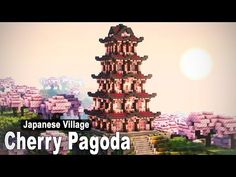 the japanese village cherry pagoda is shown in this animated video game, and it appears to be made out of legos