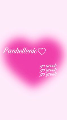 a pink heart with the words panhellenic on it