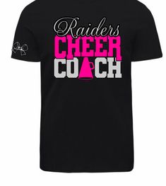 a black t - shirt with pink and white letters that says radlers cheer coach