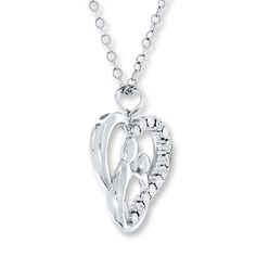 The Mother and Child® symbol intertwines with a heart and diamond accents in this sentimental necklace for her. The sterling silver pendant slides along an 18-inch curb chain that fastens with a spring ring clasp. Sentimental Necklace, Necklace For Her, Necklace Diamond, Kay Jewelers, Kids Necklace, Mom Necklace, White Necklace, Mother And Child, Curb Chain